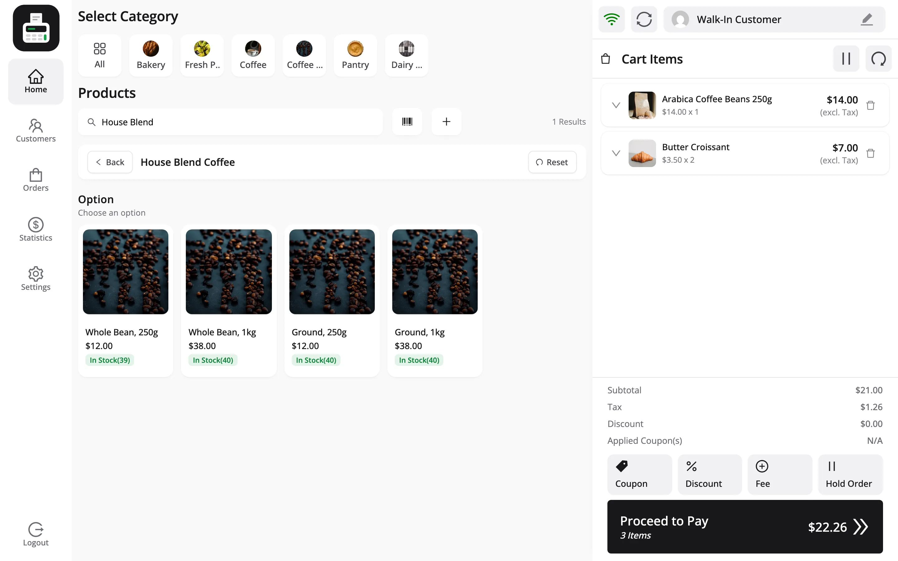 The variation picker showing Option, Choose an option, and each variation as a card with its price