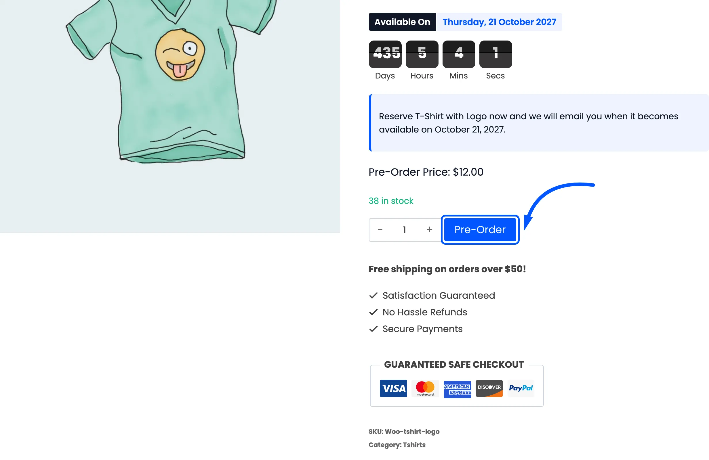 The pre-order button in place of Add to cart