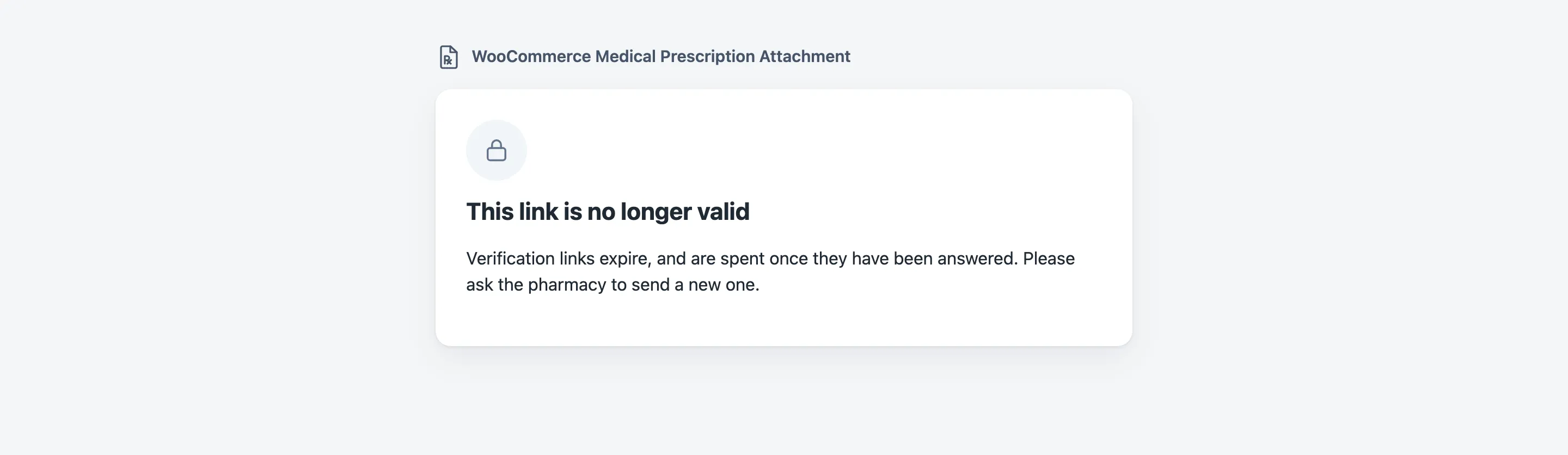 The page shown when a verification link has been used or has expired