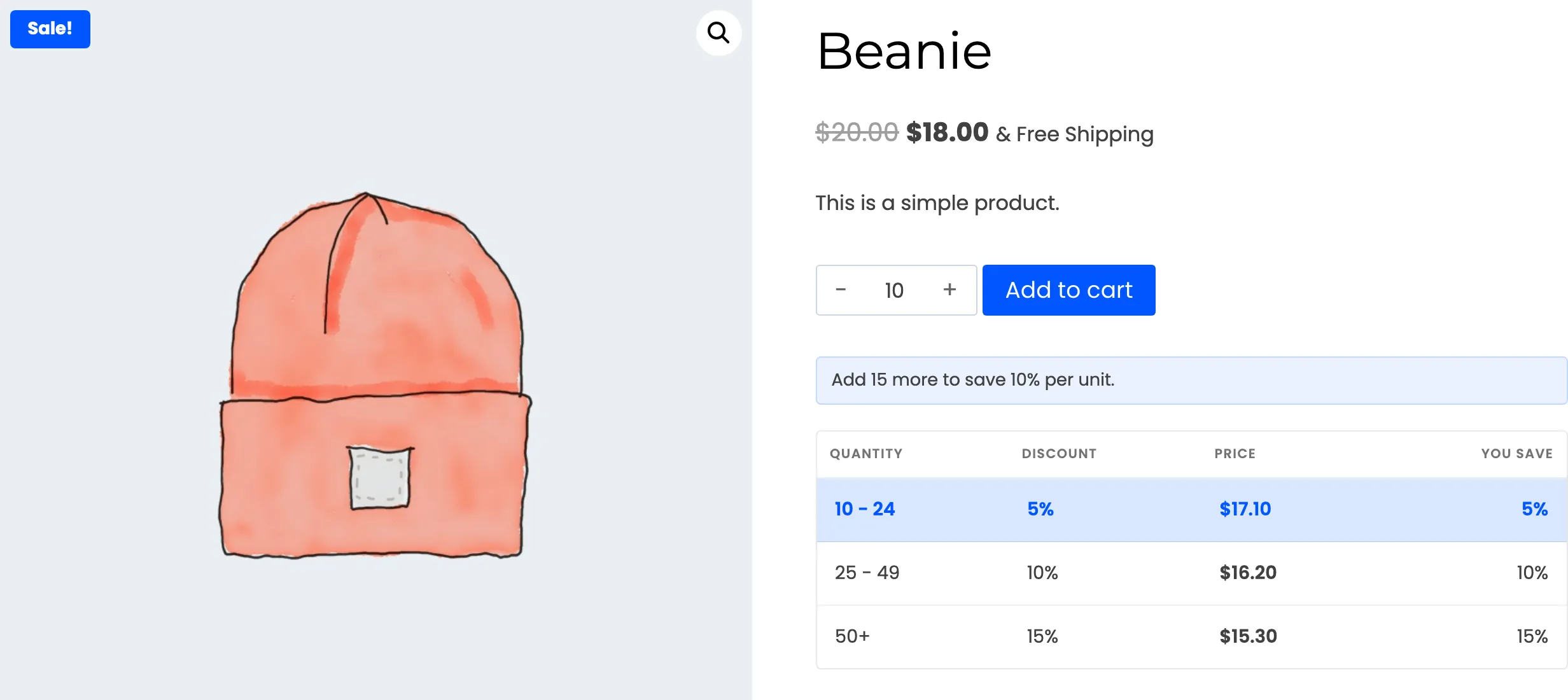The pricing table with no heading and no sub heading