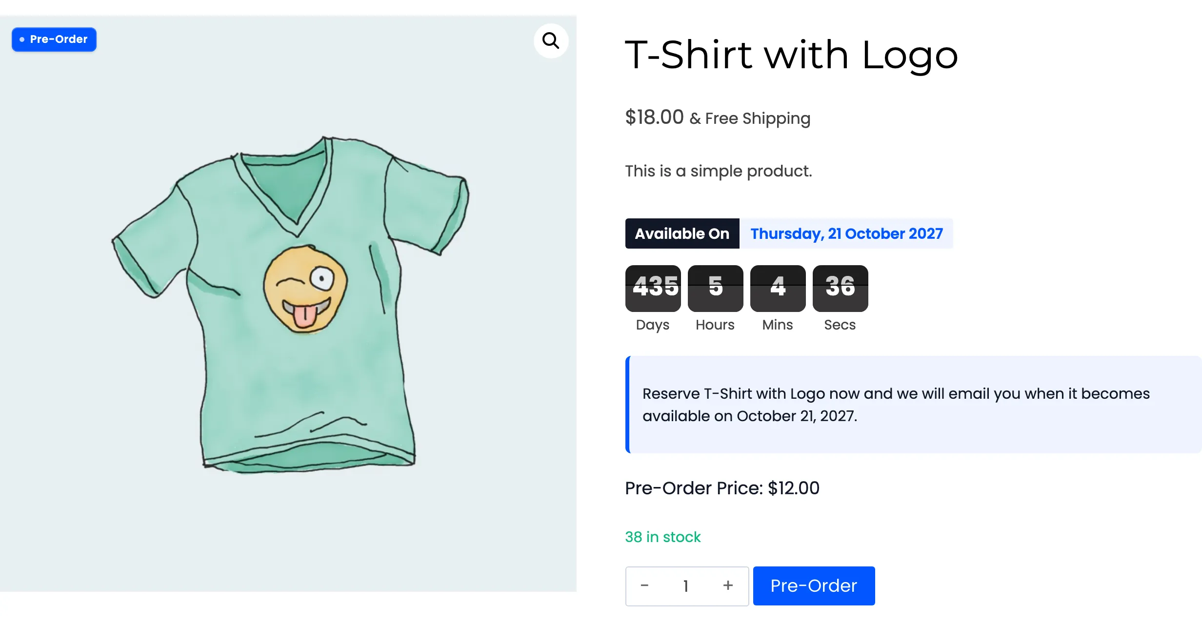 The pre-order block on a product page