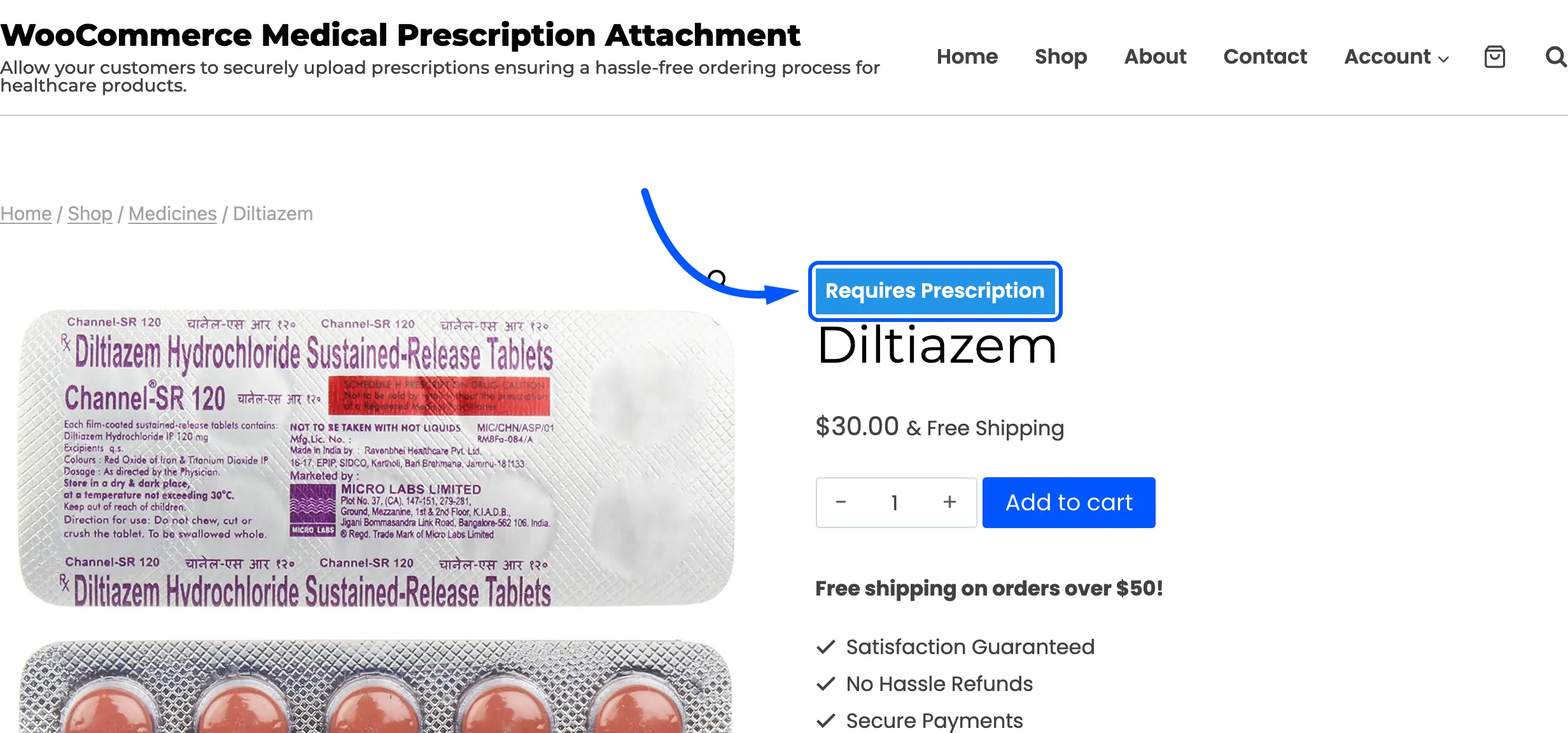 The badge above the title on a product page