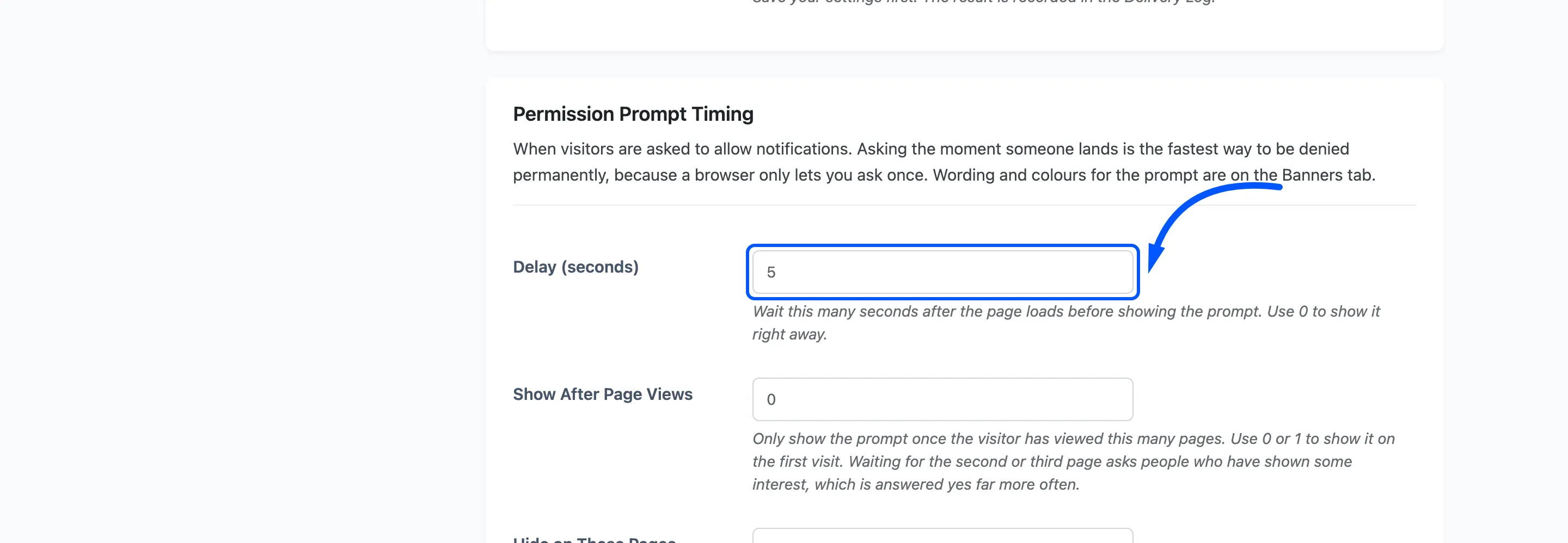 The Delay field