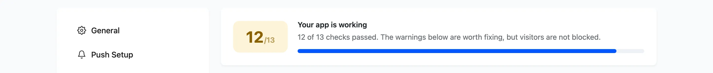 The status summary banner