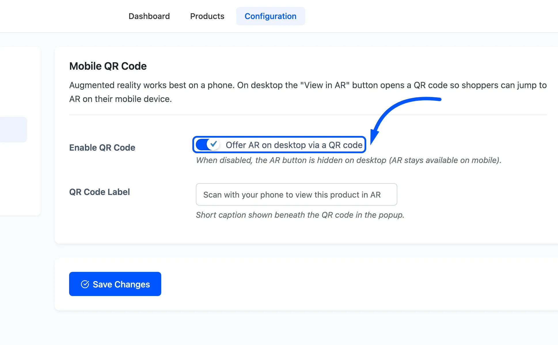 The Enable QR Code checkbox