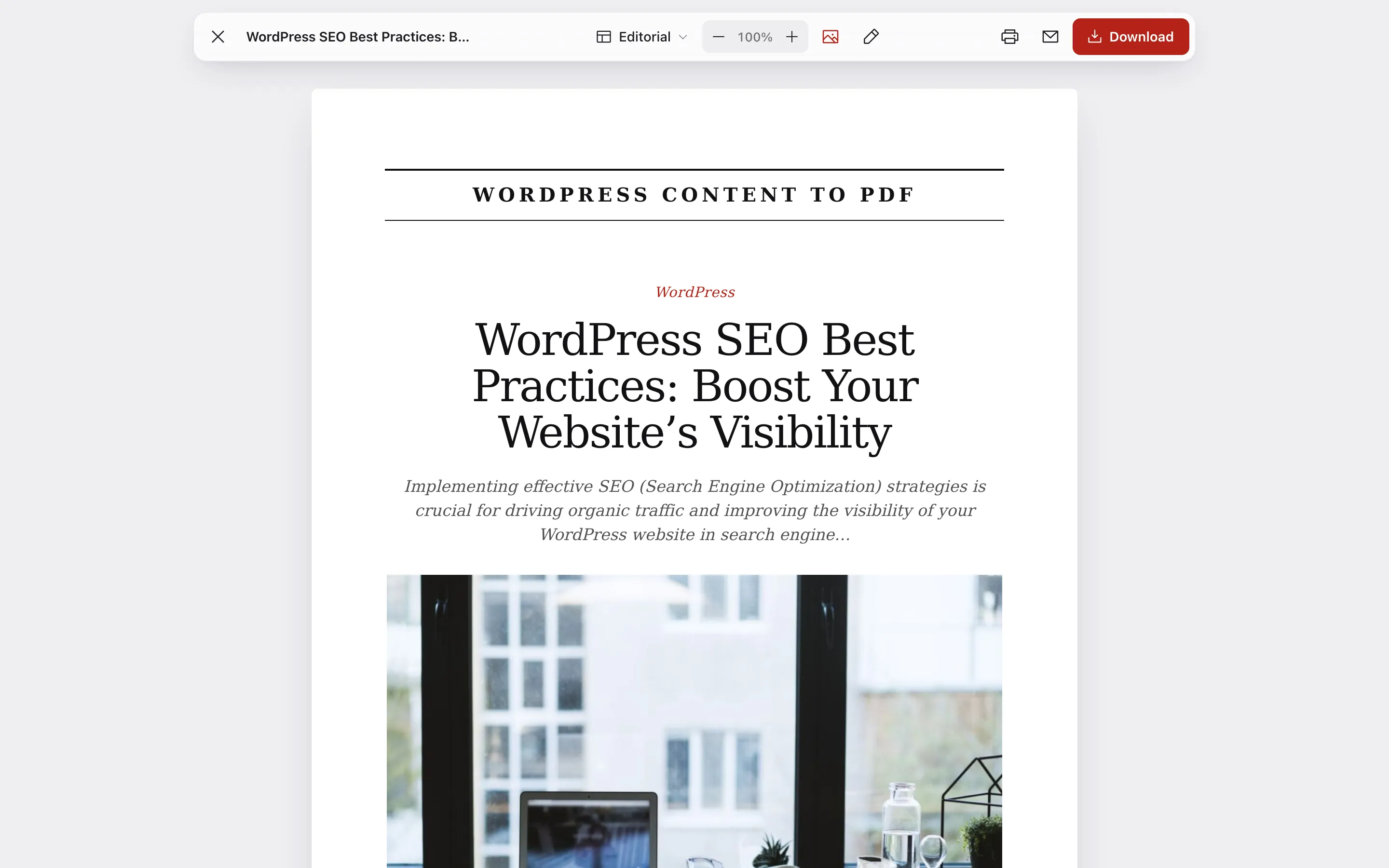 The same article in the Editorial template