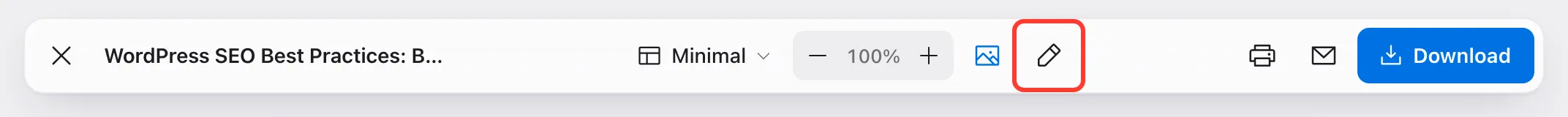 The Edit button in the reader’s toolbar