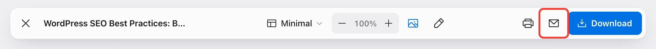 The Email button in the reader’s toolbar