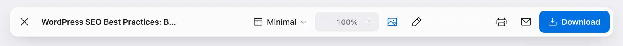 The reader toolbar