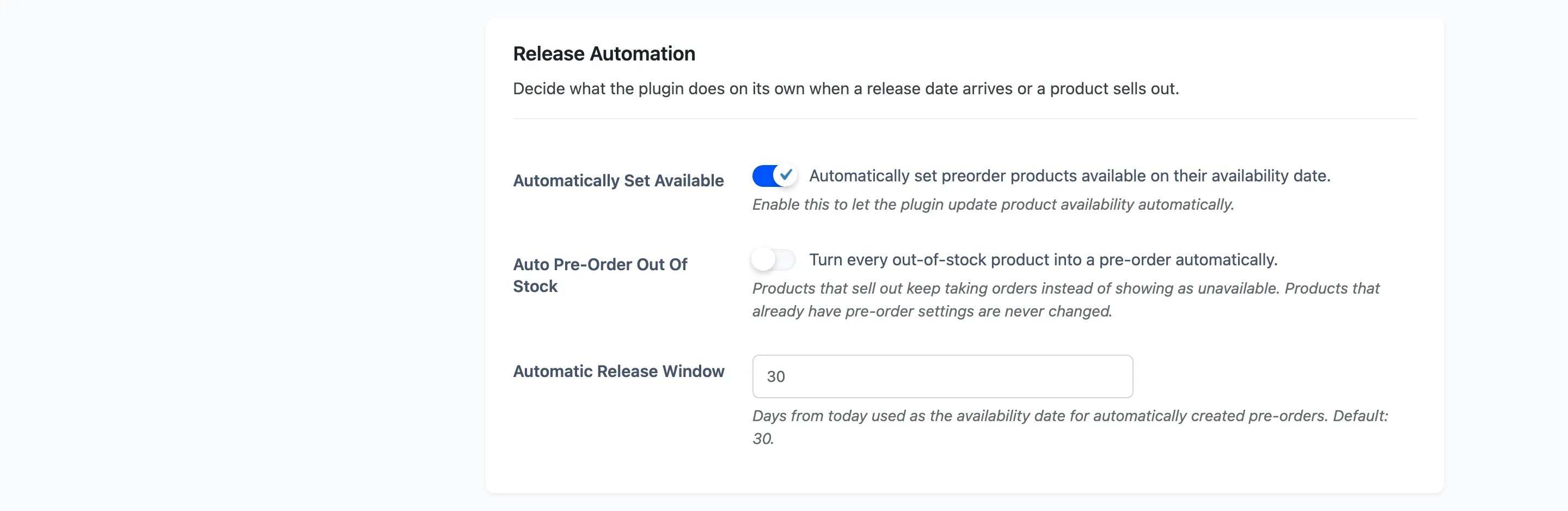 The Release Automation section
