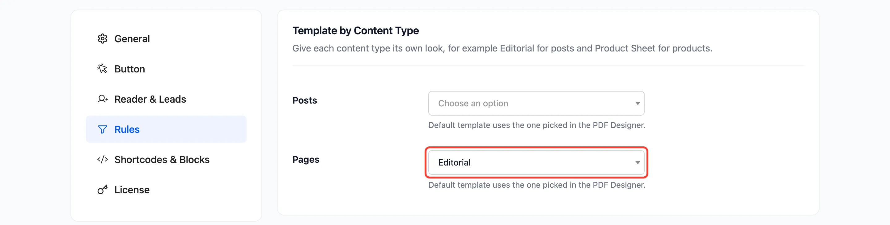 Pages set to the Editorial template