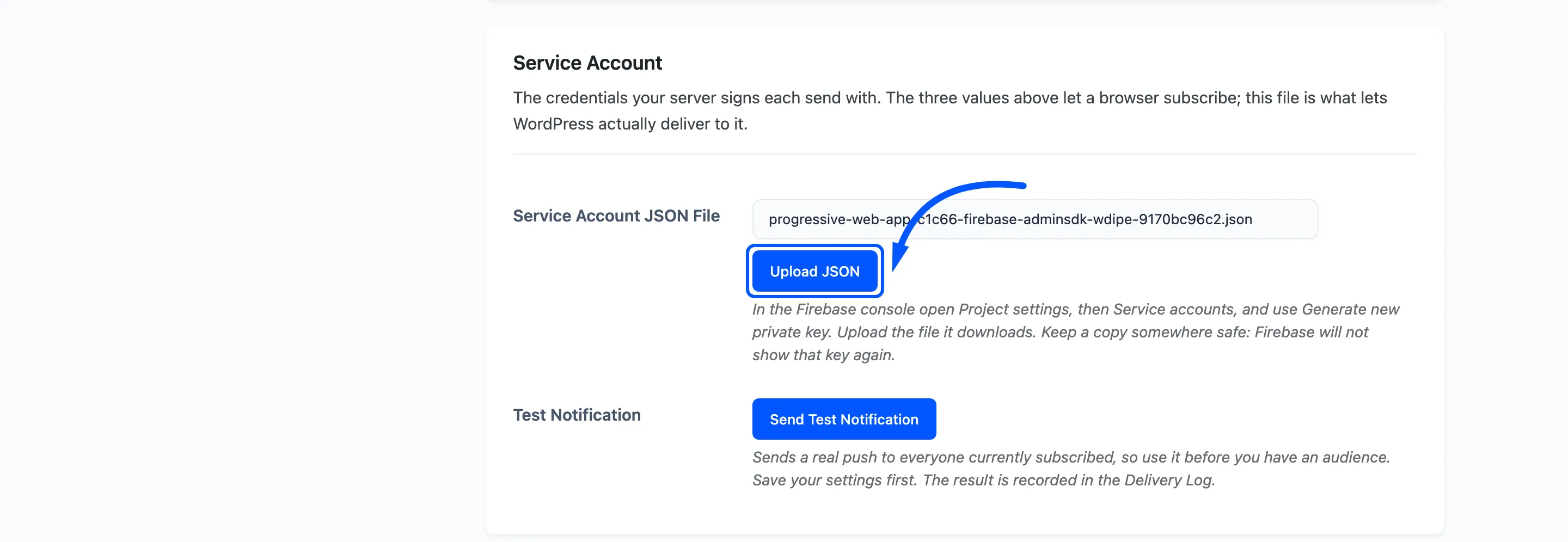The Upload JSON button