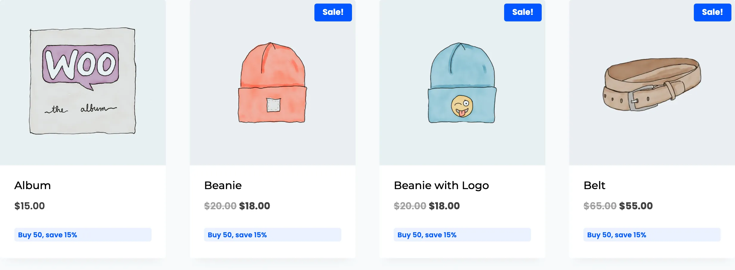 The shop page with the badge text Buy 50, save 15%