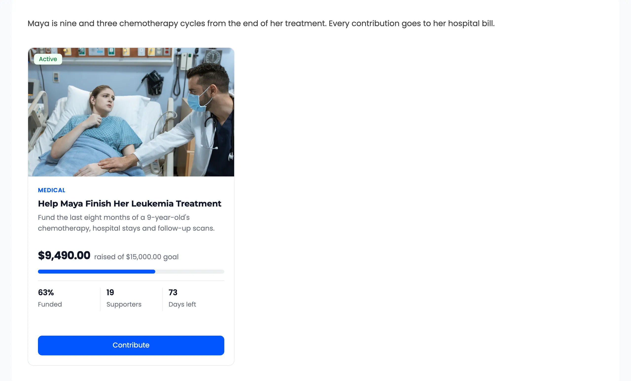 One campaign’s card inside a page