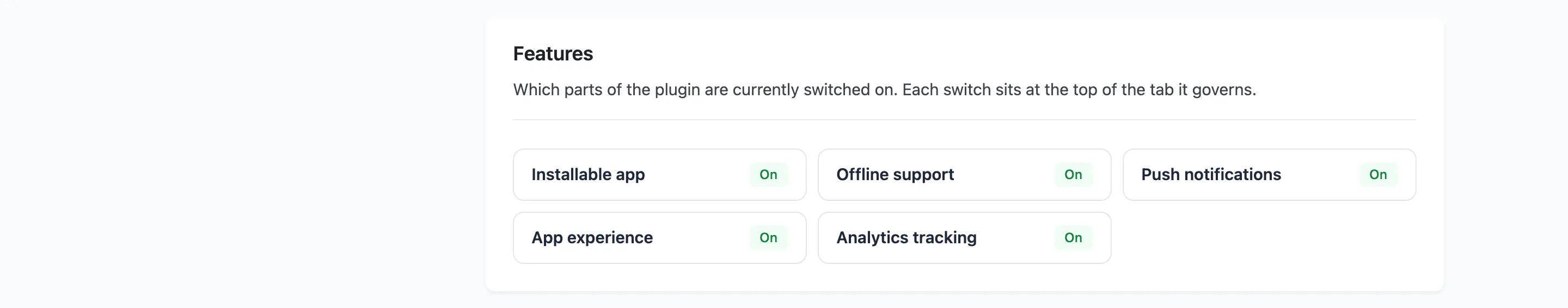 The Features list