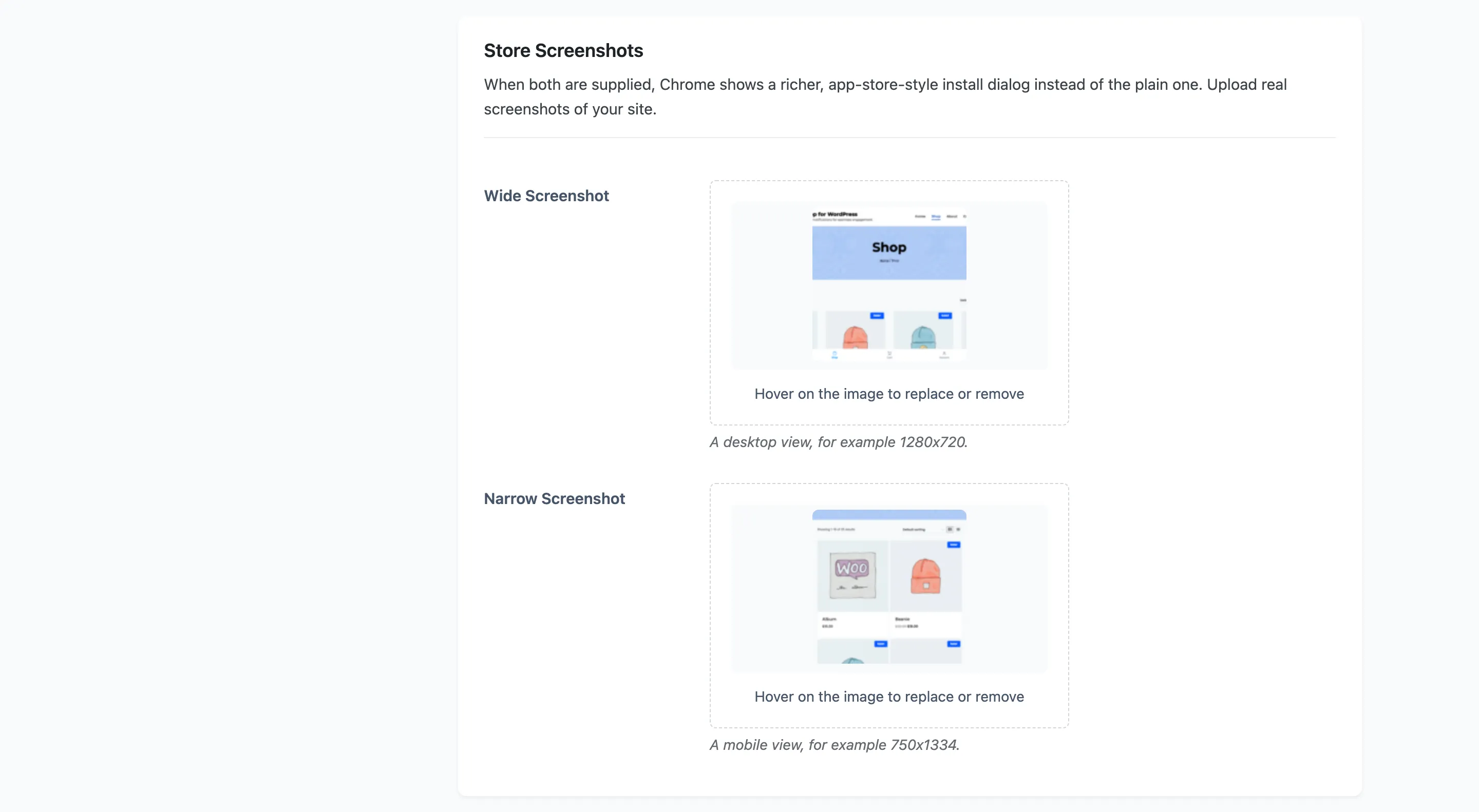 The Store Screenshots section