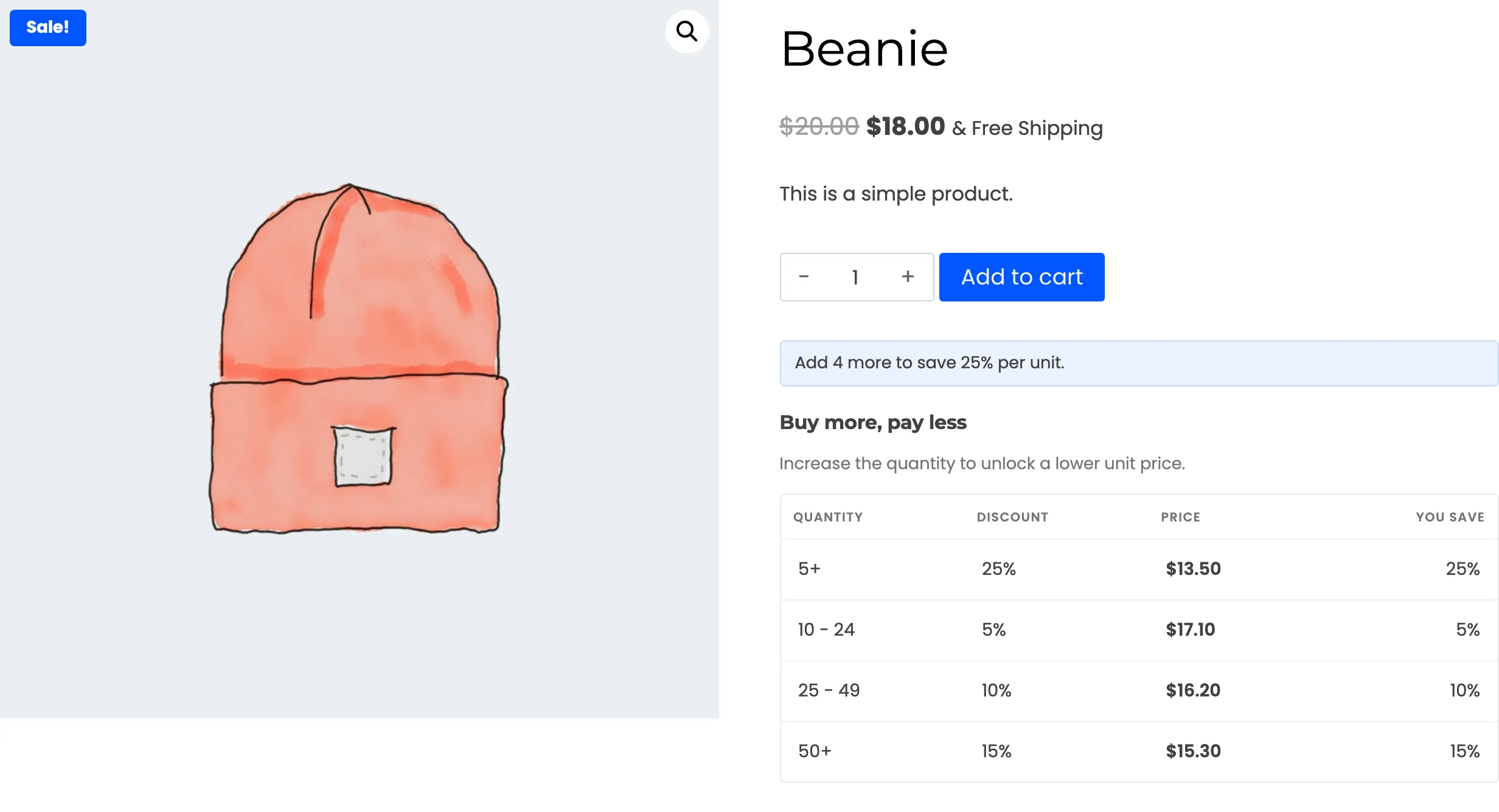 A logged-in customer’s pricing table listing the trade tier and the three bulk tiers