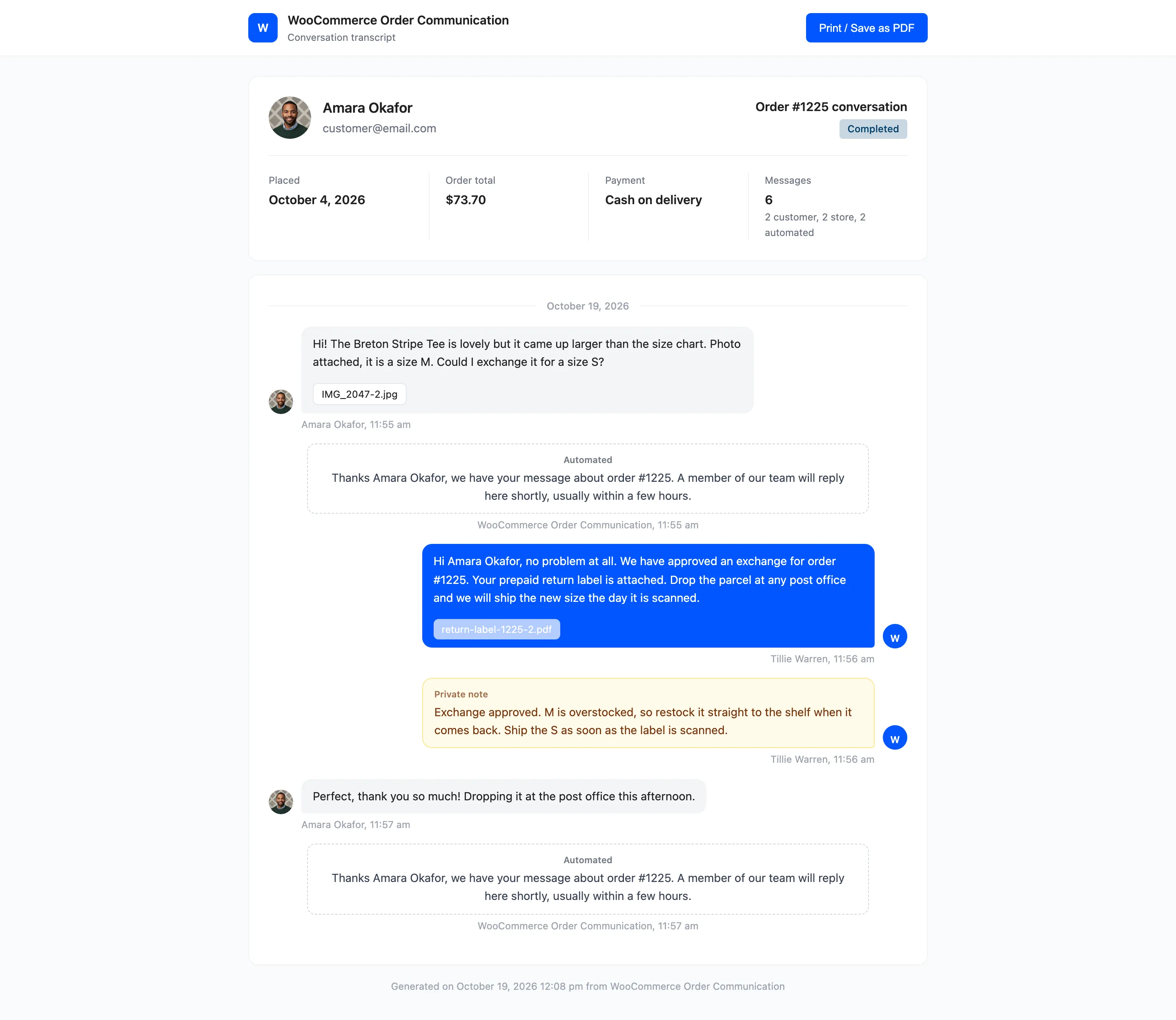 A conversation transcript