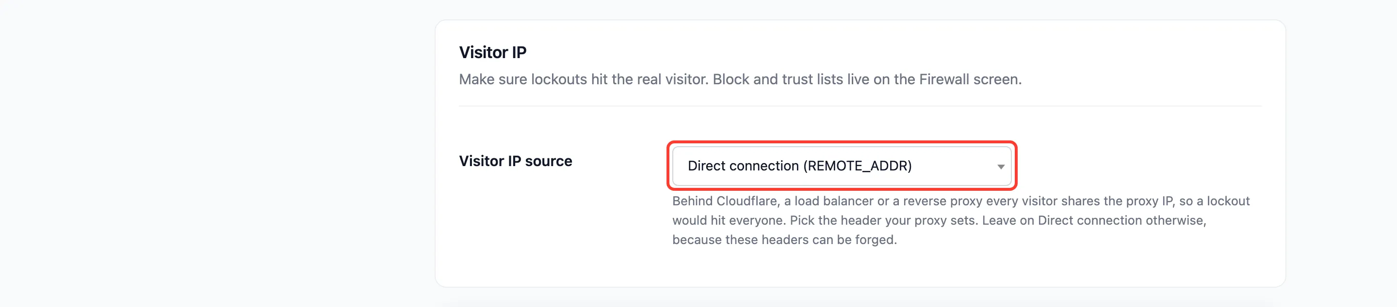 Visitor IP source with its four choices