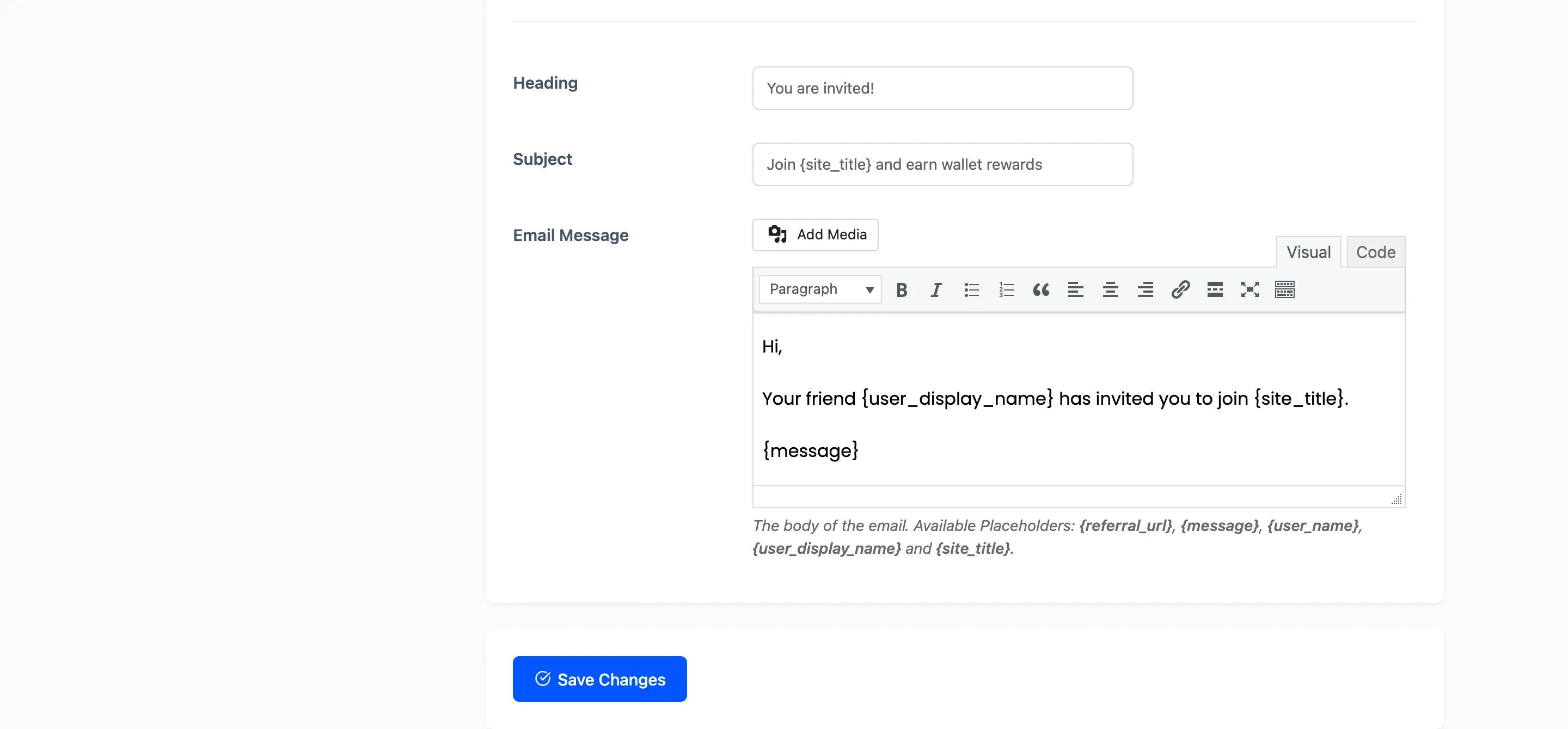 The Balance Expiry Reminder notification fields