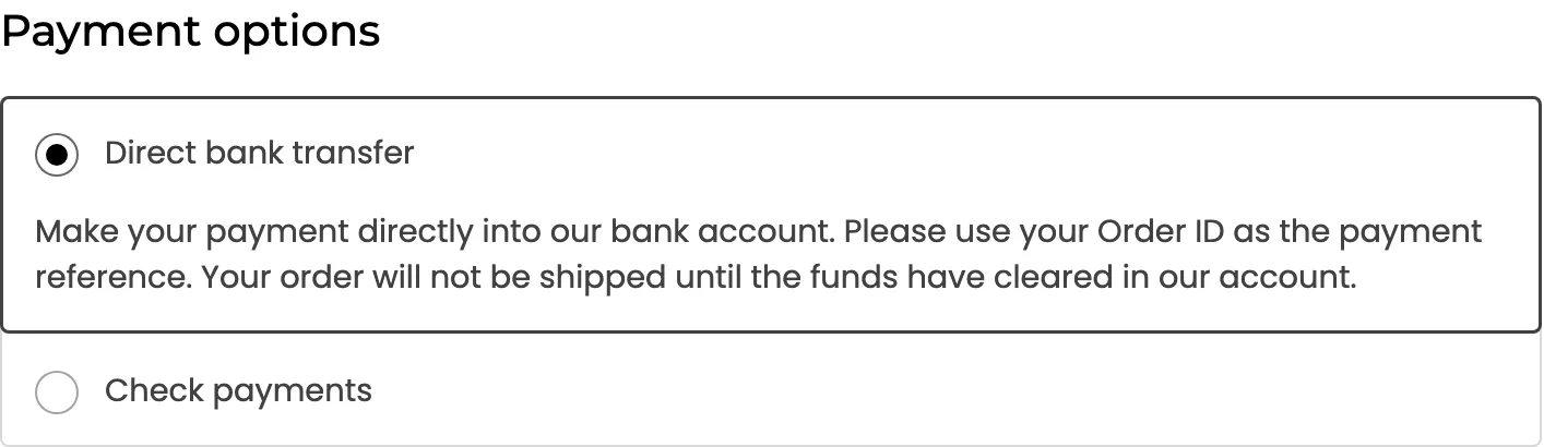 The checkout for a wallet top-up, with the payment methods narrowed to the allowed ones
