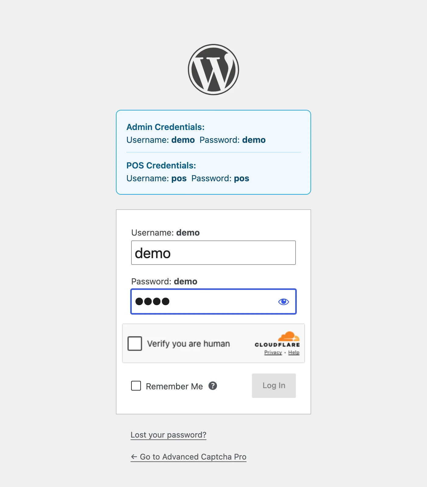 Turnstile on the login page